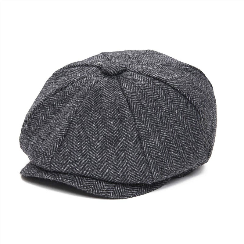 JANGOUL Boys Vintage Newsboy Cap Tweed Flat Beret Cabbie Hat for Kids Toddler Pageboy (12-24 Months, Black) - Image 1